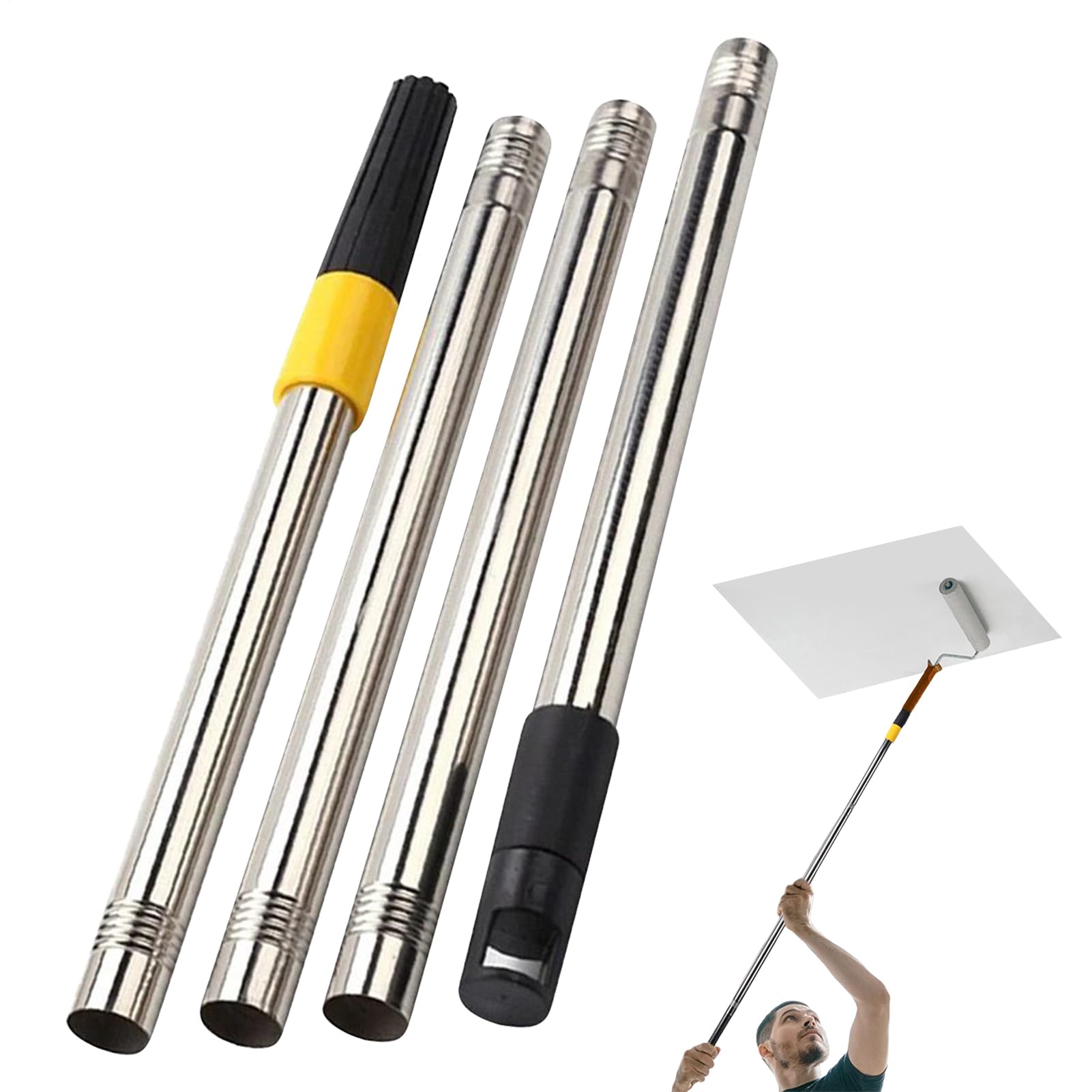 Extensible - Mango Extensible para Rodillo de Pintura - Barra Ligera de Acero Inoxidable con Alta Capacidad de Carga para Limpieza Exterior de Viviendas