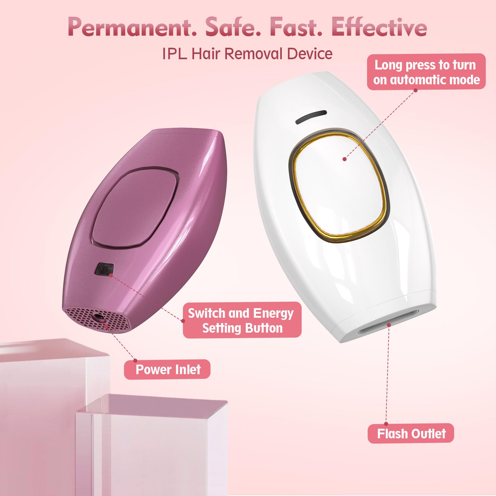 Depilación láser IPL, dispositivo de depilación láser para mujeres y hombres, depilación sin dolor de cuerpo completo y cara en casa (blanco) 5