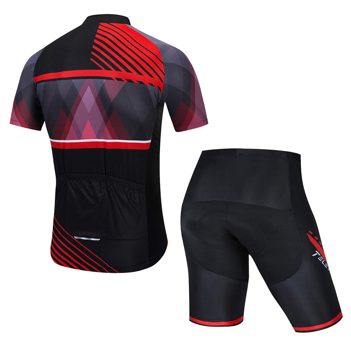 Cycling Jersey Sets Men Bike Top Mountain Bicycle Jersey Shorts Suit Cycle Shirt Road MTB Bicycle Outdoor Sports Clothing Summer red L