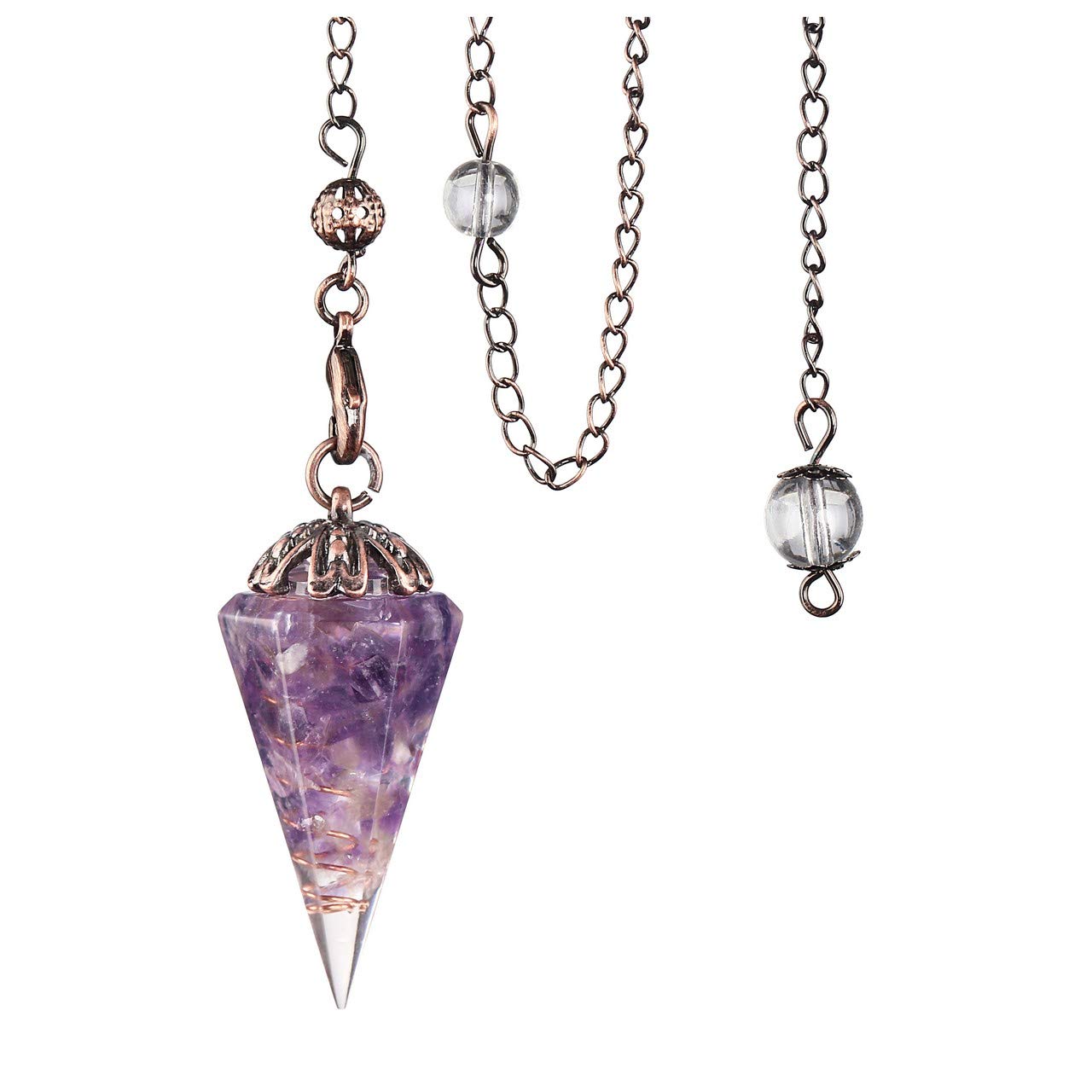 CrystalTears Amethyst Crystal Pendulum for Divination Witchcraft Vintage Resin Hexagonal Healing Gemstone Crystal Point Pendulum for Dowsing Meditation Wicca Reiki Healing Energy Balancing