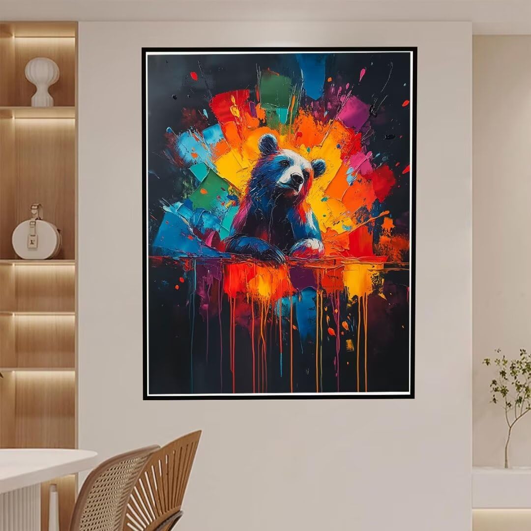 Kit de peinture par numéros pour adultes - Ours - Peinture par numéros - Kit de bricolage créatif - Kit de peinture par numéros - Toile pour enfants à partir de 6, 7, 8, 9, 10, 28 70x95 cm T-6