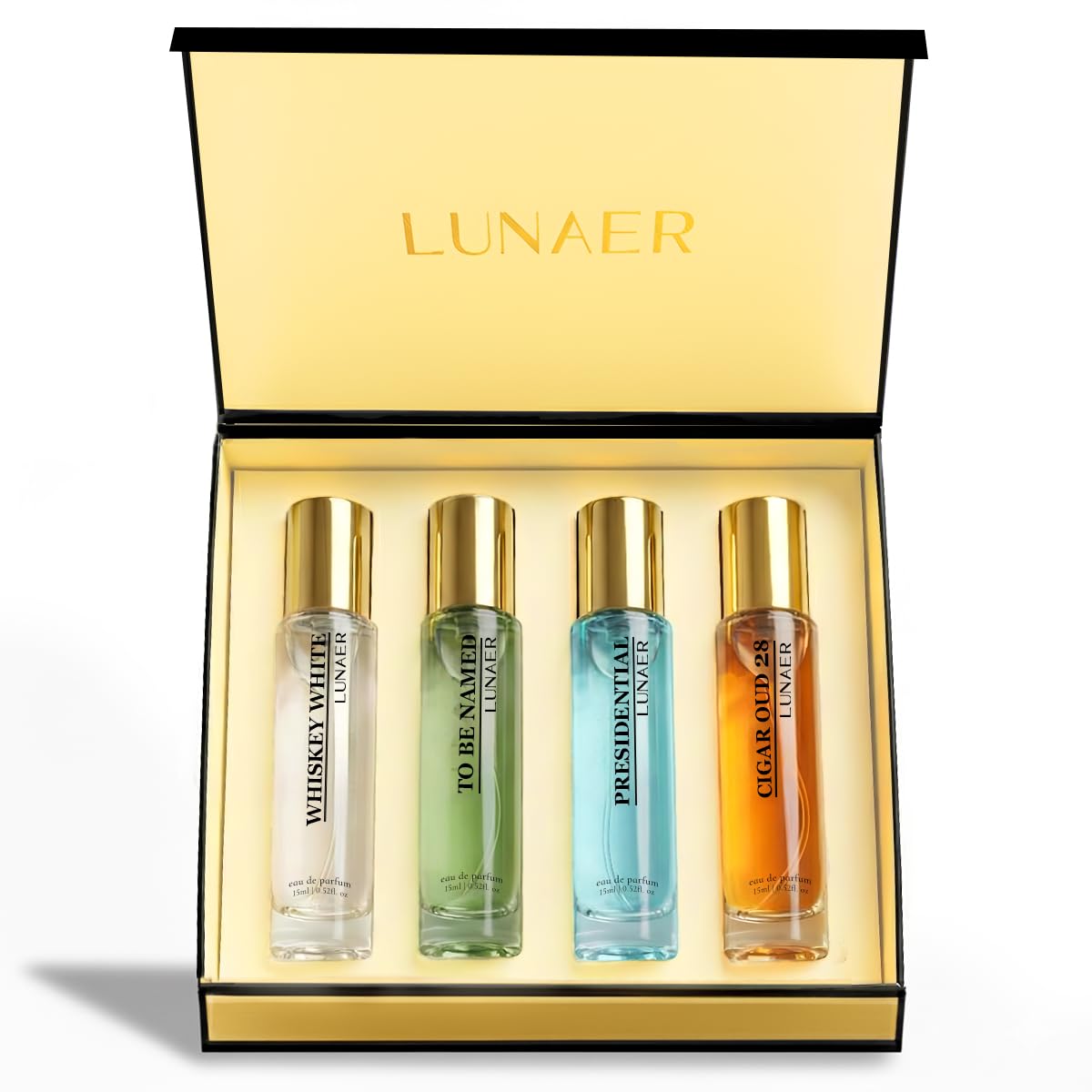 Lunaer Perfume Gift Set for Men 4x15ml | Whiskey White, To be named, Presidential, Cigar Oud Perfume| Woody, Citrus, fresh, oud | Long Lasting EDP Fragrance for man-image-48