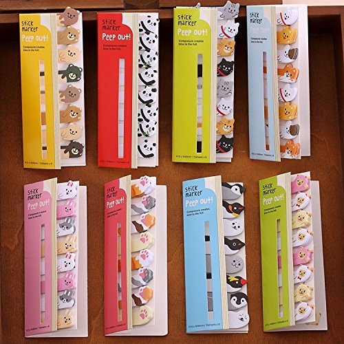 Fascolacute Kawaii DIY memo pad Sticky Notepaper Post-it Note Cartoon Animal Bear Dog Pig cat Penguin Sticker Office School Supplies,Pack of 8