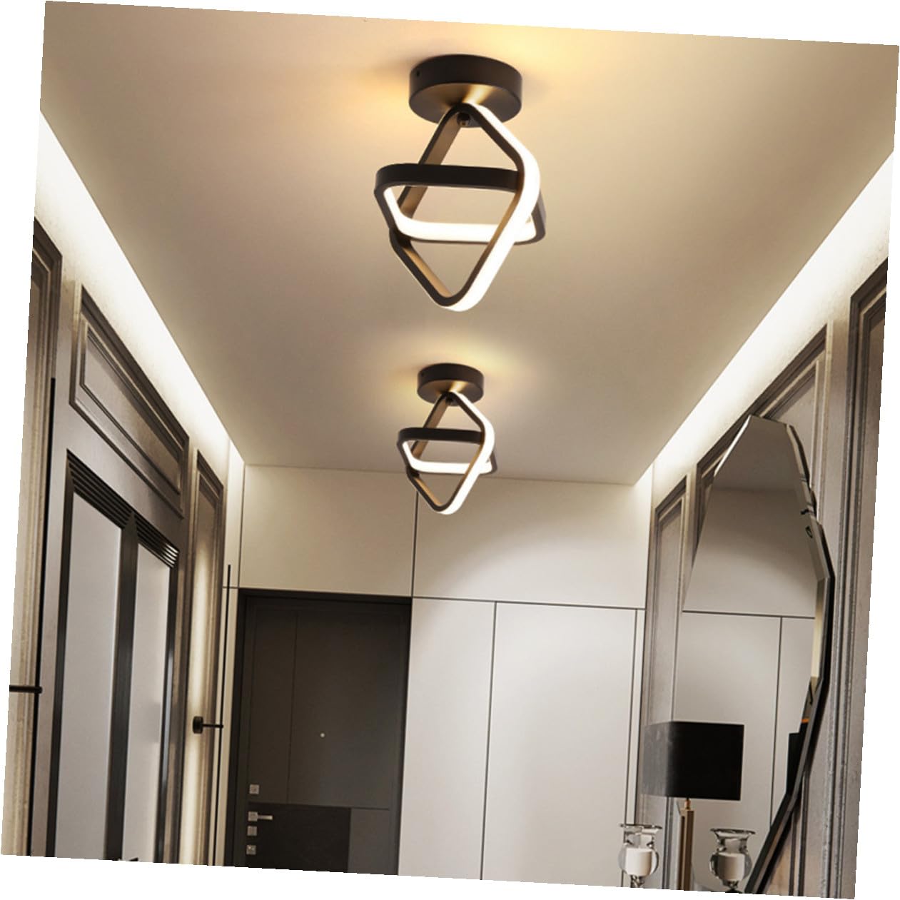 Gatuida Kreative LED Deckenleuchte 6000k für Esszimmer und Veranda Quadratisch aus Acryl und Eisen Einfach zu Bedienen Praktisch 5-10㎡ Schwarz Modernes Design