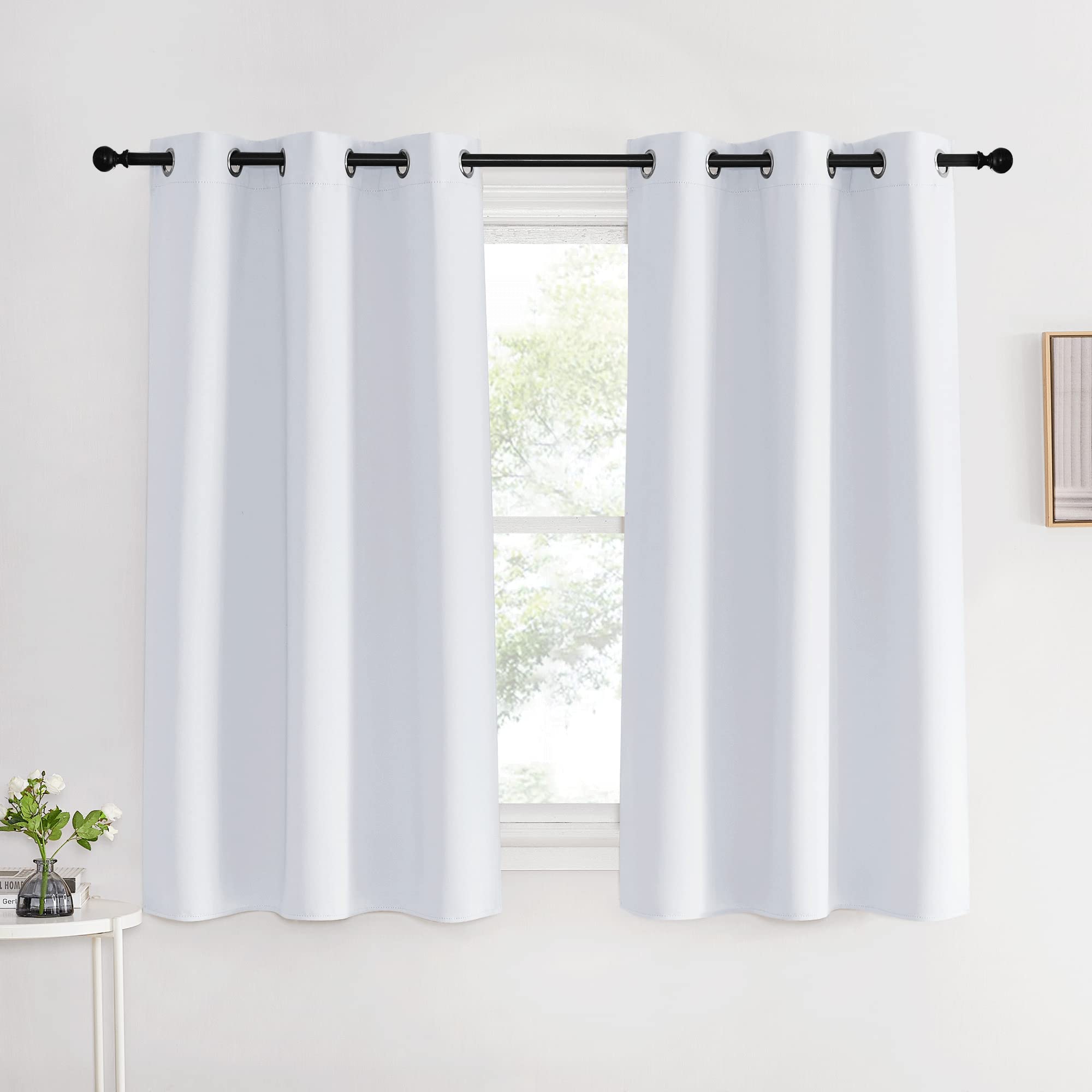 NICETOWN Room Darkening Draperies Curtains Panels, Greyish White, 2 Panels, 42 by 60, Window Treatment Thermal Insulated Grommet Room Darkening Curtains/Drapes for Bedroom
