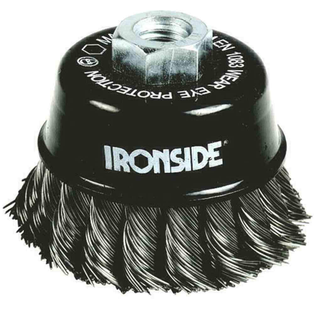 Ironside 243006 Spazzola a tazza 80mm M14 0,5mm, intrecciata, per smerigliatrice angolare