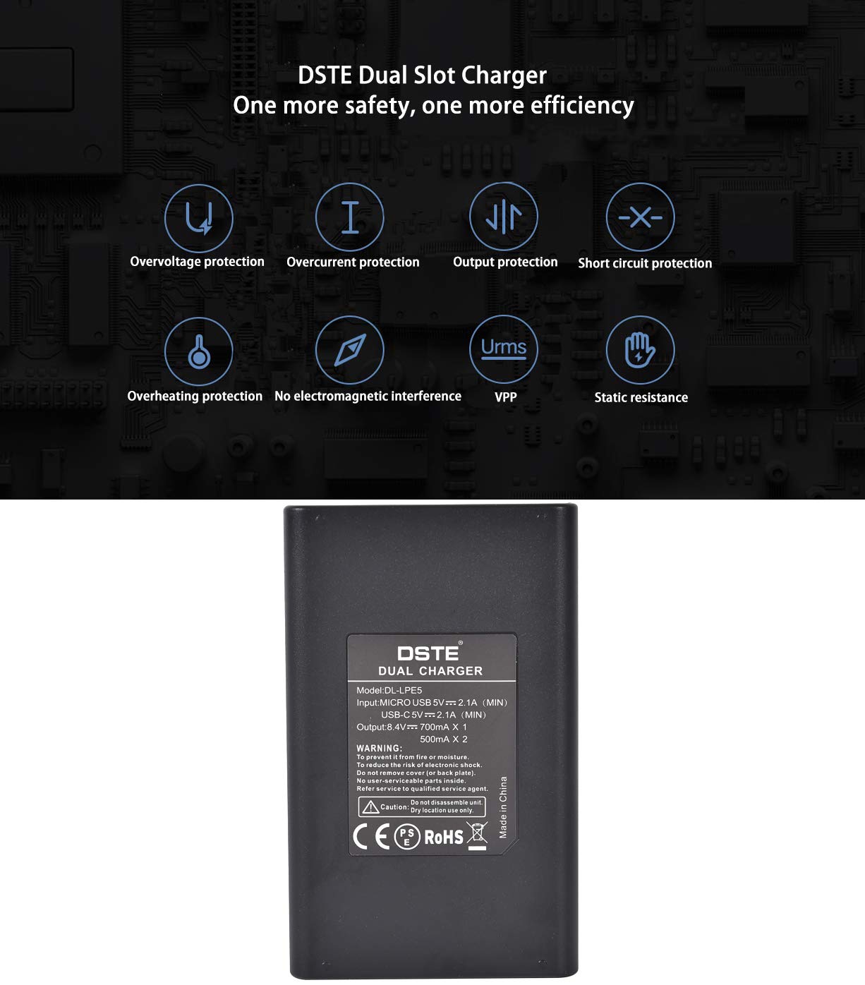 Batteries Appareil Photo DSTE LP-E5 - Lot De 2 + Chargeur - Compatible Canon 450D, 500D, Rebel