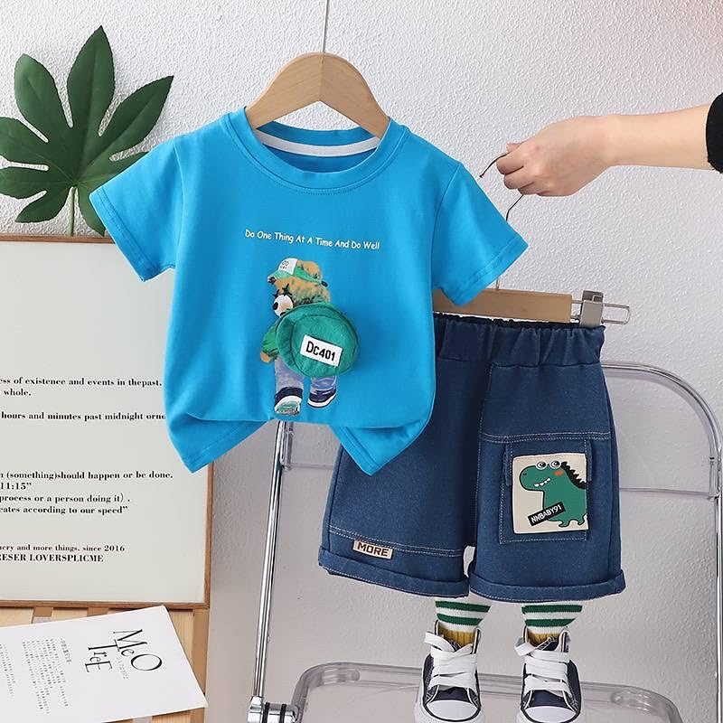 Image of Bold N Elegant - Be Bold Inside & Elegant Outside Unisex-Child Cotton T-Shirt And Shorts Clothing Set