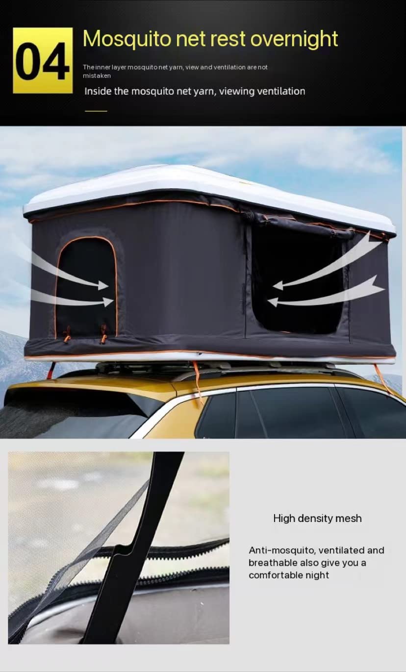 PRUJOY Tienda de campaña de Techo para vehículo Todoterreno, Tienda de campaña de Doble Capa con Soporte Recto para Coche de conducción automática, para Viaje y Camping (White Shell Green)