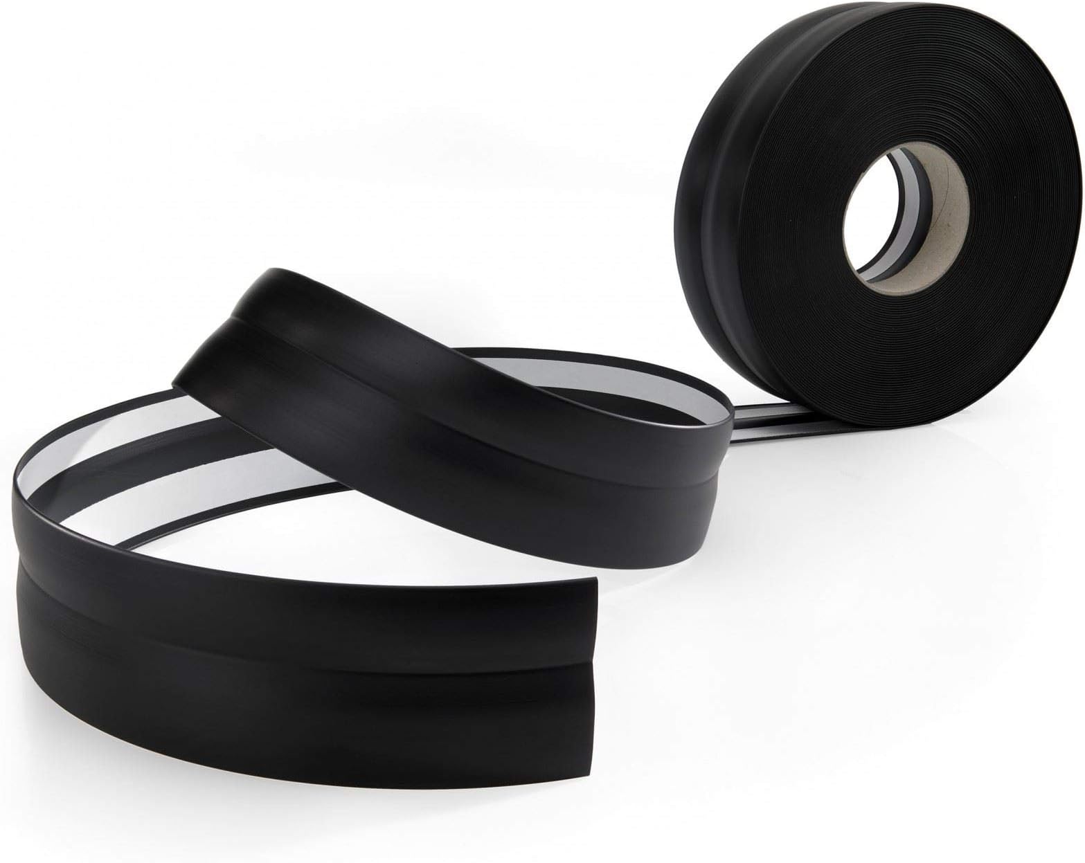 Flexible coved PVC skirting Board Strip Floor Wall Joint - 5m - Black