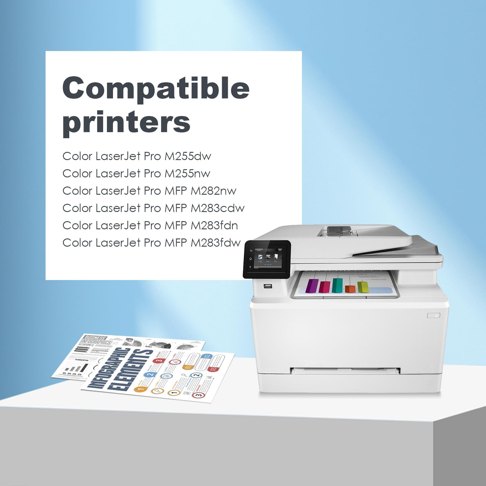 207A - Set di 4 cartucce di toner compatibili con HP 207A 207X Toner di ricambio per HP Color LaserJet Pro MFP M283fdw M283fdn M255dw M255nw W2210A W2211A W2212A W213A (BK/C/M/Y 4 pezzi