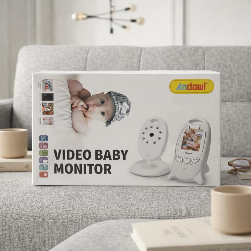 Baby Monitor Video Wireless 2.4GHz – Videocamera per Neonati con Visione Notturna, Audio Bidirezionale, Sensore Temperatura, Ninne Nanne – Portata 260m – Schermo LCD