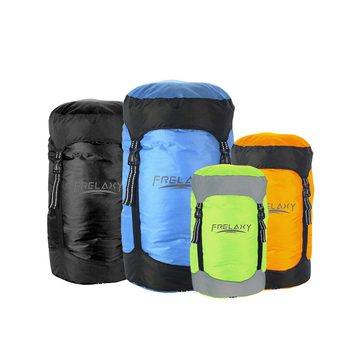 Frelaxy Compression Stuff Sack, Water-Resistant & Ultralight & Compact Sleeping Bag Compression Sack with Reflective Straps (8L/15L/25L/35L) - Space Saving Gear for Camping, Traveling (Blue, XL)