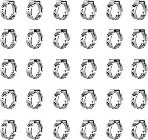 Miniatura 10 de 40 abrazaderas de manguera de oreja simple de 0.276 in-0.343 in, abrazaderas de acero inoxidable 304, abrazaderas de cincha PEX sin escalones,