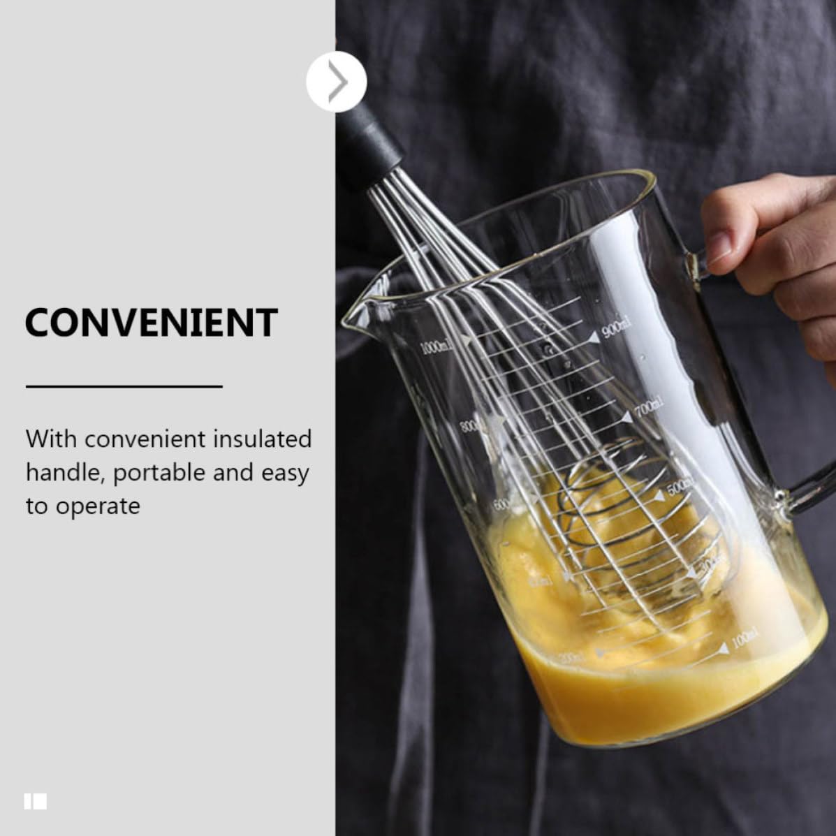 3 Piezas Jarra Medidora de Cocina 1000ml de Vidrio Borosilicato