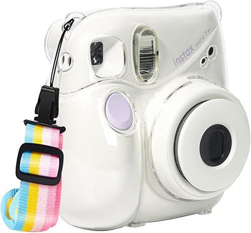 Miniatura 2 de Rieibi Mini 7+ - Funda de cristal transparente para cámara instantánea Fujifilm Mini 7 Plus, versión mejorada con correa de hombro extraíble