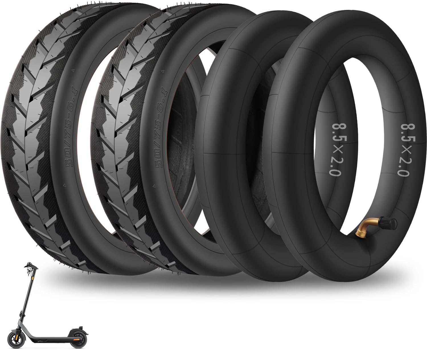 50/75-6.1 Electric Scooter Tire and Tube Replacement Set - 8.5x2.0 Thickened Inner Tube, 8 1/2 x2 Front or Rear Anti-Slip Tires for Gotrax GXL V2/XR/APEX, Hiboy S2, etc