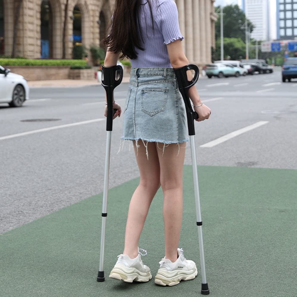Muletas de antebrazo para adultos, muletas de antebrazo ajustables y livianas con asas de goma, agarre cómodo, muletas médicas para caminar, altura aplicable: 140-190 cm (Size : 2 Counts) Double the