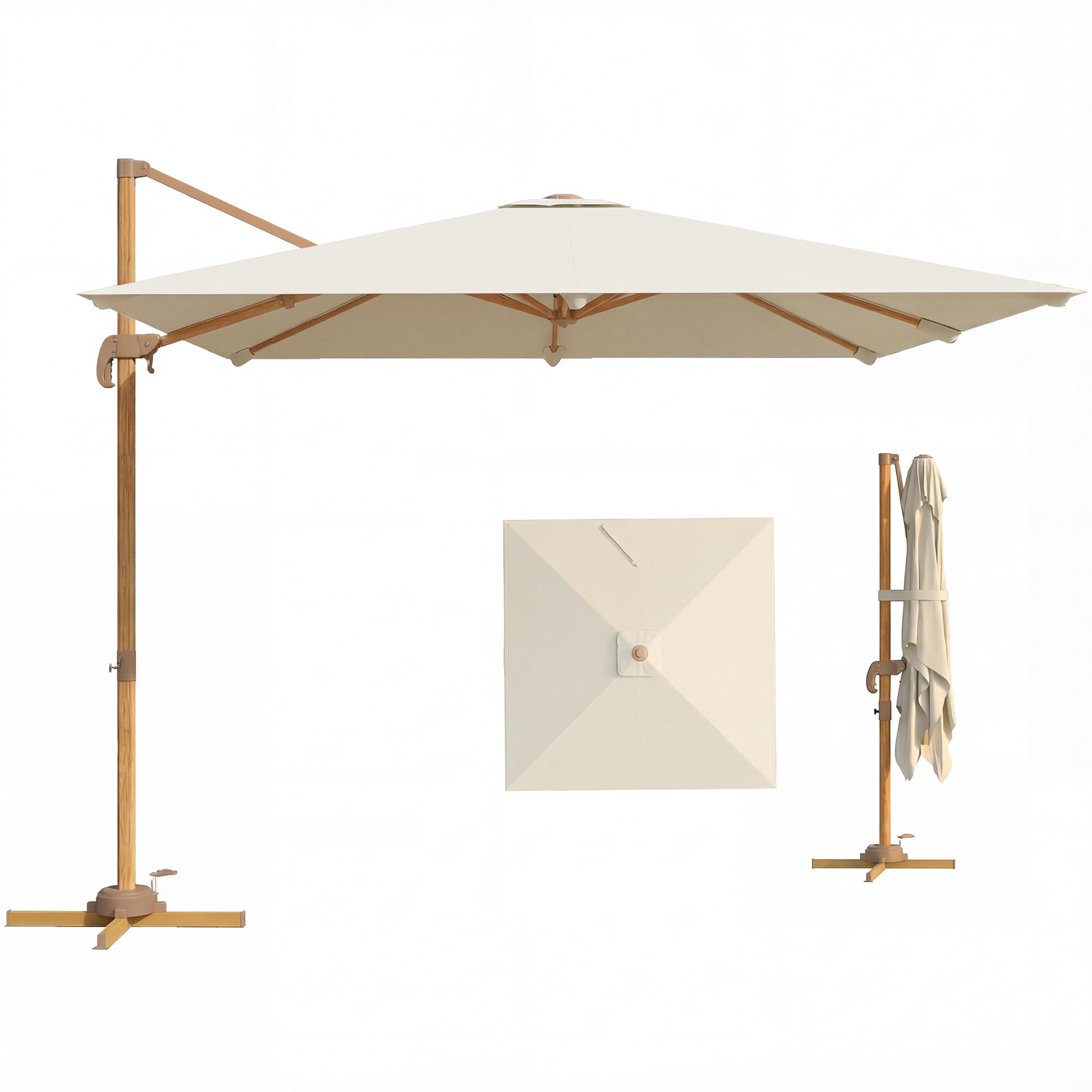 Outsunny 10 FT Patio Cantilever Umbrella, Aluminum Outdoor Offset Umbrella with 360° Rotation, Outdoor Market Umbrella with Crank and Tilt, Cross Base for Backyard Pool image 1