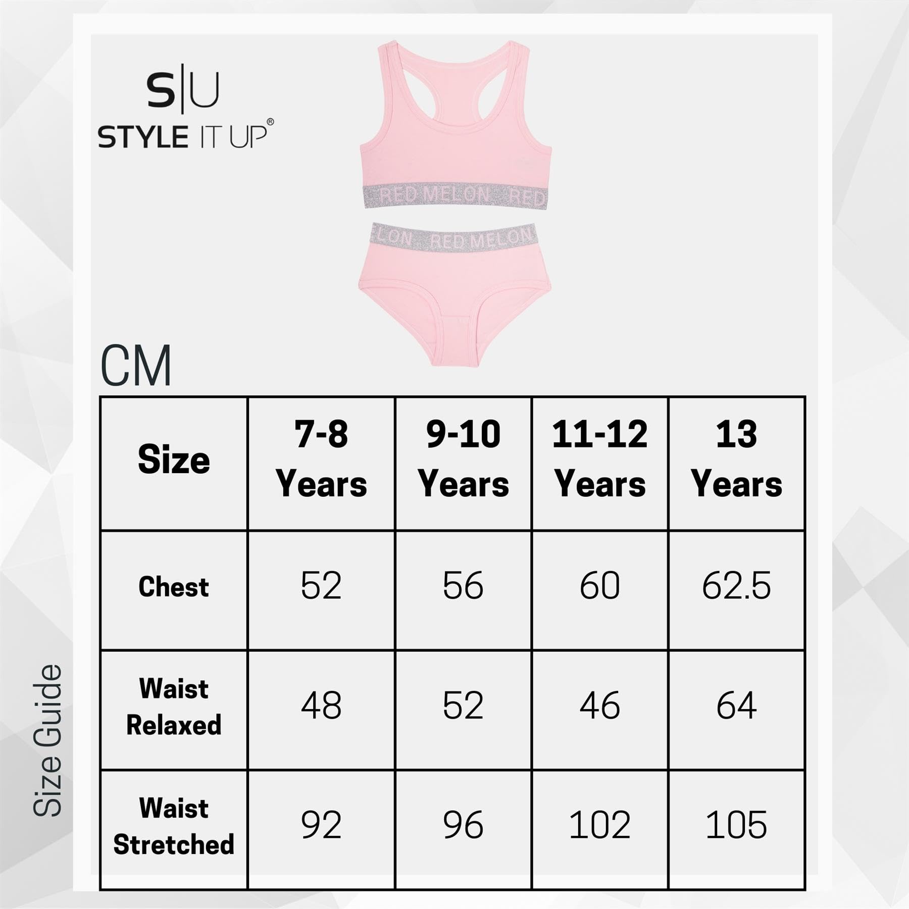 Ensemble soutien-gorge d'entraînement pour fille - Haut court - Culotte - Coton pailleté - Hipster - Brassière - Bande élastique - 7 à 13 ans