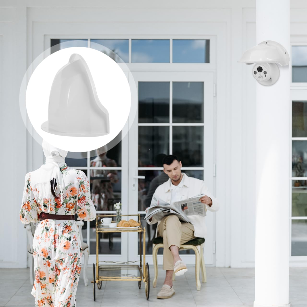 HOMSFOU 2 fundas protectoras universales para cámaras de seguridad al aire libre, color blanco