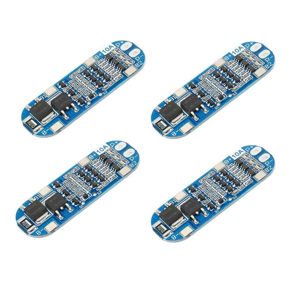 Rakstore 4Pcs 3S 10A 11.1V 12V 12.6V 18650 Lithium Lipo Cell Battery Charger Board Li-ion Battery Charging PCB BMS Protection Module
