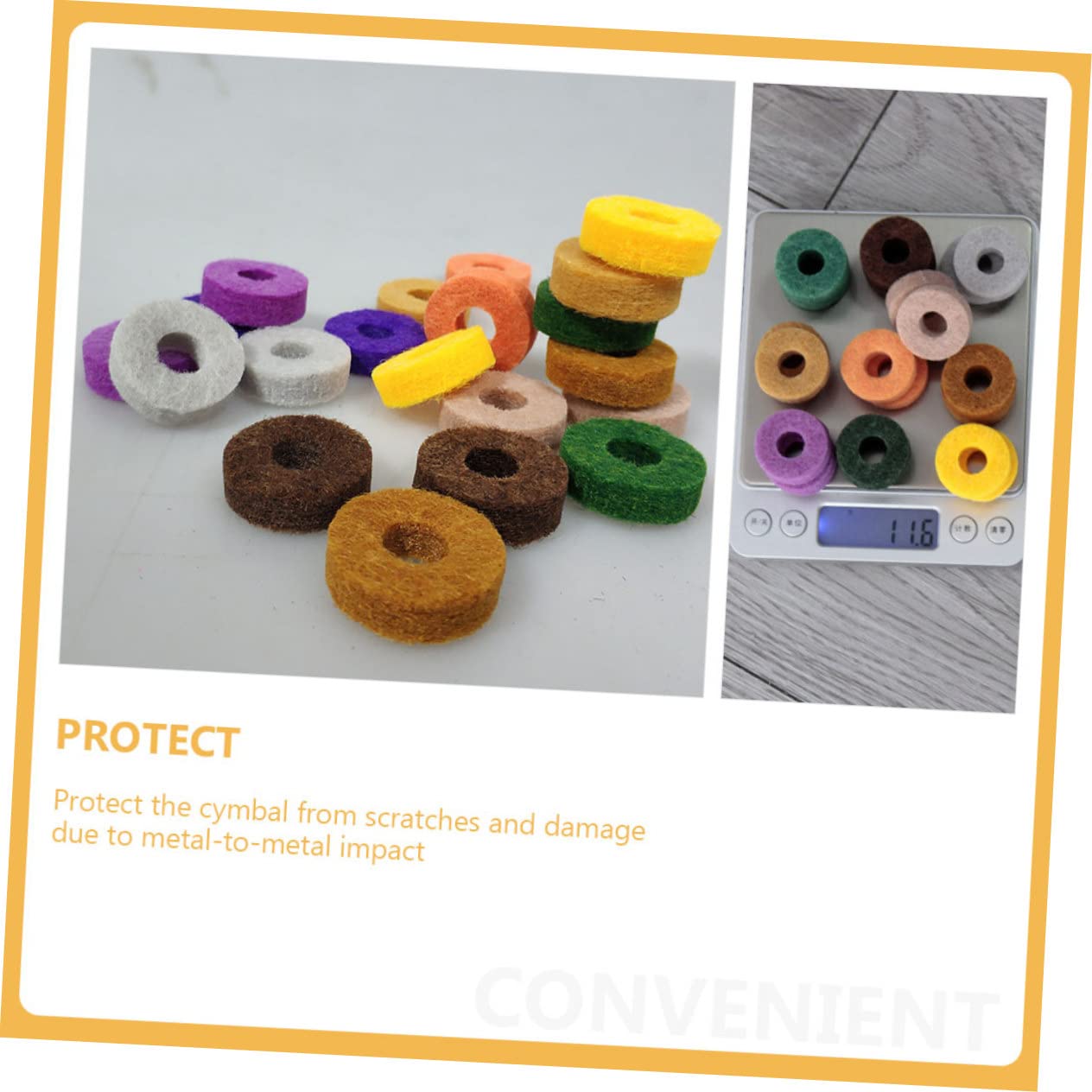 TOYANDONA 60piezas Almohadillas De Fieltro Coloridas Para Platillos De Batería De Accesorios De Resistentes y Duraderos Diseño Único y Fácil Instalación