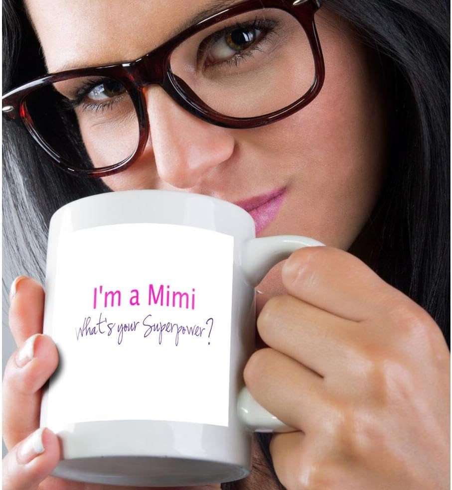 Miniatura 2 de 3dRose mug_193745_1 Im a Mimi Whats Your Superpower - Taza de cerámica con texto en inglés Im a Mimi Whats Your Superpower, color rosa intenso, 11