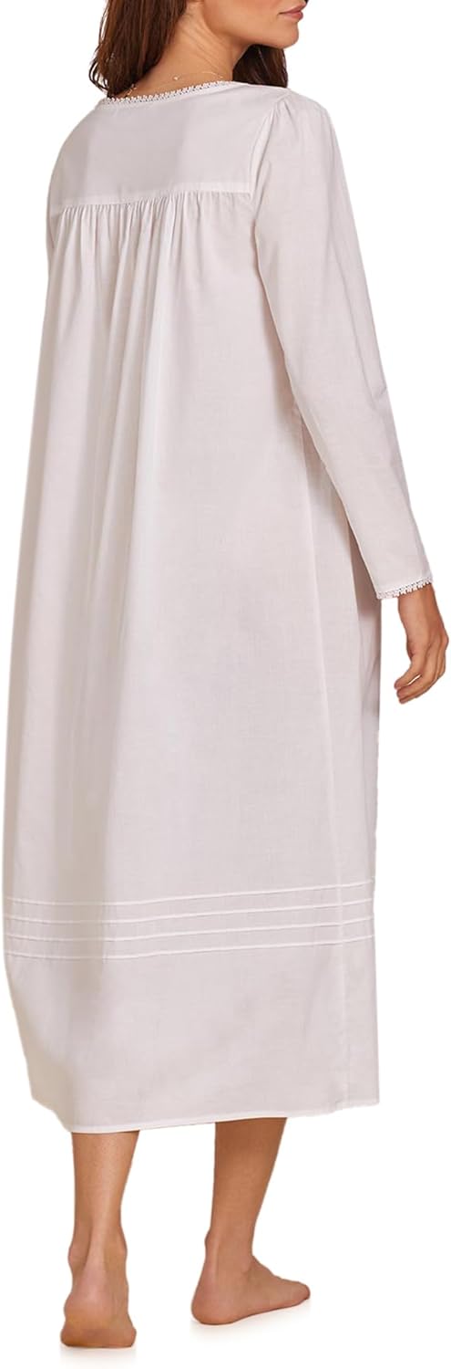 Eileen West Sleepwear & Loungewear for Women - Poetic Woven Lawn Collection - 100% Cotton Longsleeve Full-Length Nightgown - Image 2