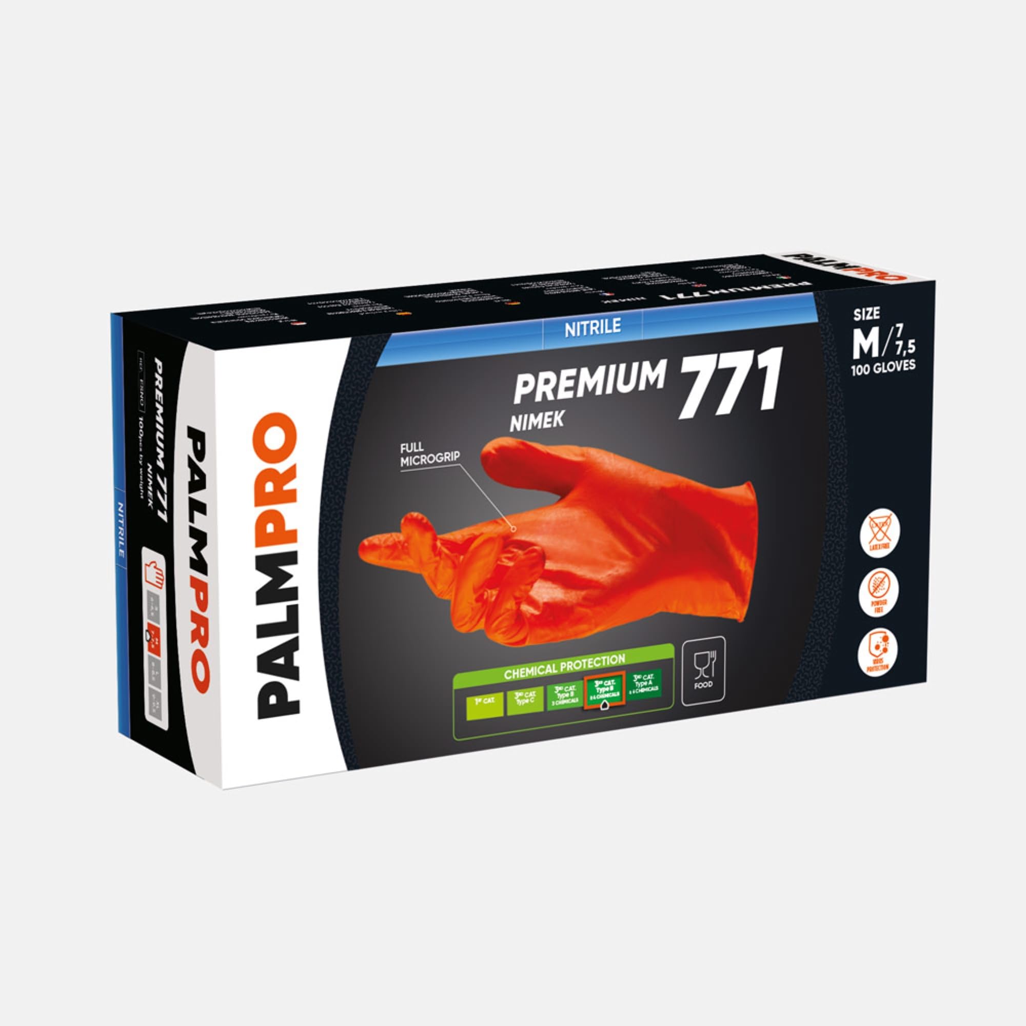100 Guanti In Nitrile Arancio Icoguanti Palmpro Premium 771 Nimek Taglia L 8-8,5