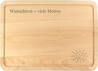 Schneidebrett Holz mit Saftrille und personalisierter Gravur - Spruch, mit Name und Motiv - individuelles Holzgeschenk, Holzbrett mit Auffangschale, Schneidebretter groß & massiv