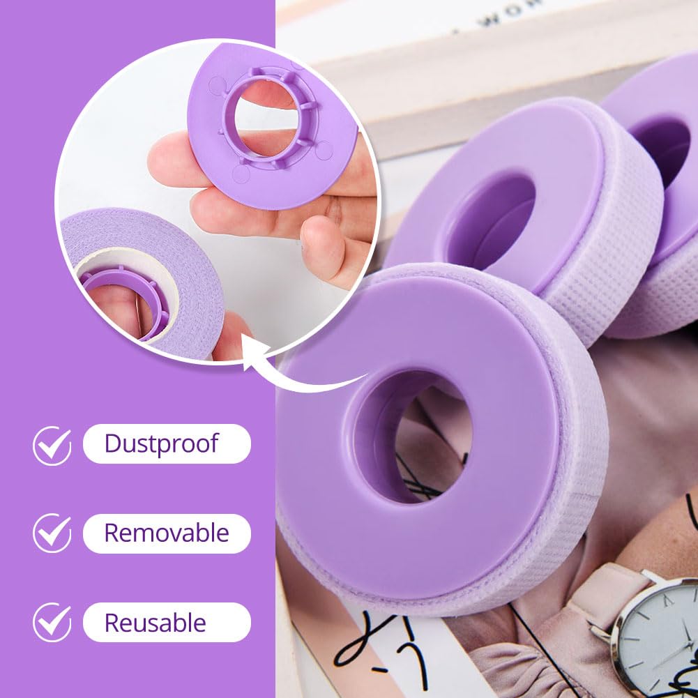 Lunamoon 4 Rolls Tape for Eyelash Extensions Eyelash Tape Eyelash Tape, Band-Purple*4 - Image 3