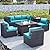 Kullavik 8 Pieces Outdoor Patio Furniture Set with 43" Gas Propane Fire Pit Table PE Wicker Rattan Sectional Sofa Patio Conversation Sets,Blue