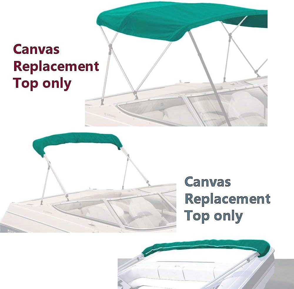 SavvyCraft 3 Bow Bimini Top Replacement Canvas Cover, Durable Marine Grade Canvas Boat Canopy with Storage Boot/Without Frame, 3 Bow 72" L 54"-60" W Teal Color