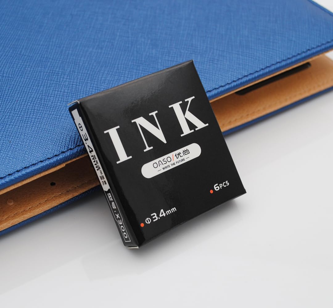 OASO - 24 cartuchos de tinta para pluma estilográfica, cartuchos de recambio para pluma estilográfica, diámetro de orificio de 3,4 mm (negro (tinta normal)