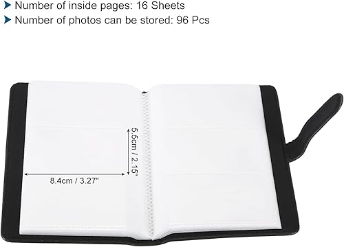 Miniatura 4 de PATIKIL Álbum de fotos de 96 bolsillos, piel sintética, mini álbum de almacenamiento de PVC para fotos de 3 pulgadas, soporte para tarjetas de
