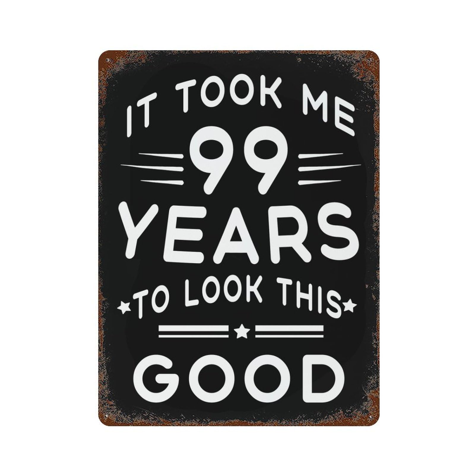 KWQDOZF Happy 99th Birthday Theme Metal Tin Sign,Vintage Iron Hanging Plate Vertical with Rust Poster Wall Decor 12x16inch