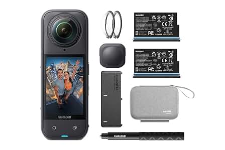 Insta360 X5 Essentials Bundle - Waterproof 8K 360° Action Camera, Leading Low Light, Invisible Selfie Stick Effect, Rugged and Replaceable Lens, 3-Hour Battery, Built-in Wind Guard, Stabilization