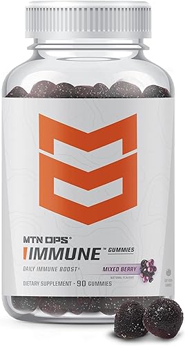 MTN OPS Suplemento de apoyo inmunológico, 90 gomitas con saúco y bayas de aronia refuerzo inmunológico para adultos, sabor mixto de bayas y