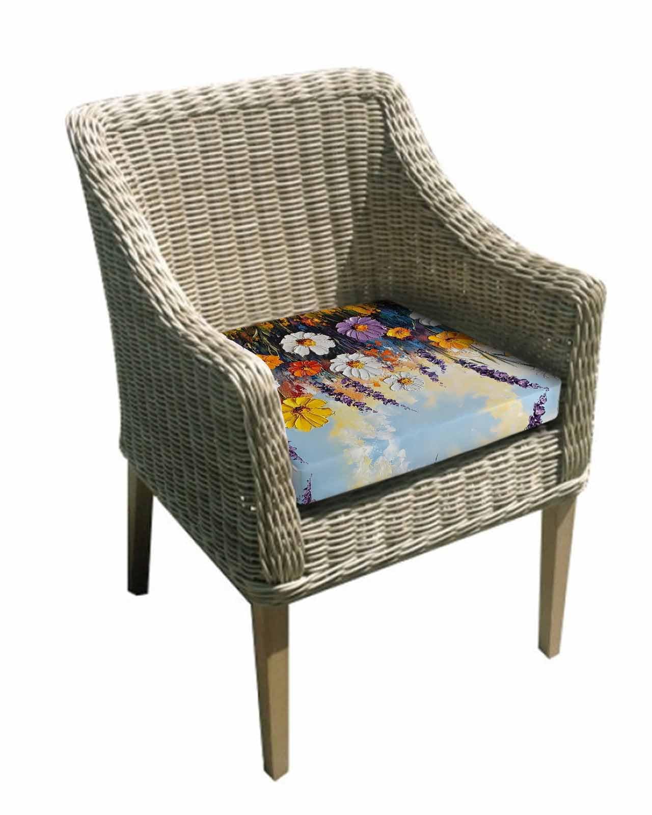 Hokiten Retro Botanical Outdoor Cushion Chair Cover Set of 4 - Waterproof Couch Seat Covers, Modern Oil Painting Floral Farmhouse Patio Furniture Protector Cushions Slipcovers for Sofa/RV, 22