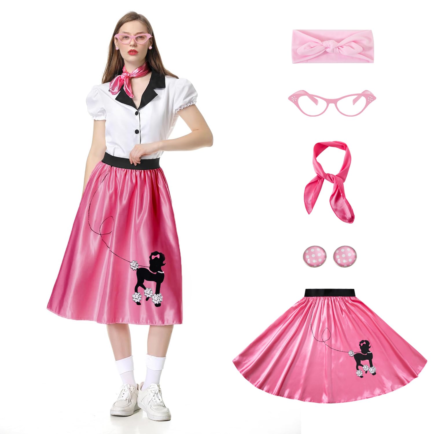 Kids Poodle Skirt Women's Poodle Skits 50s Halloween Costume Adult