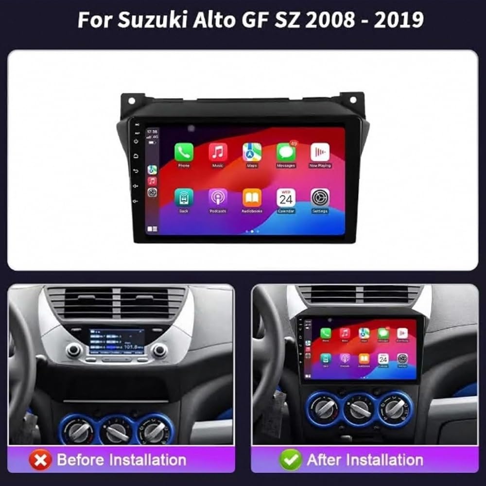 Touchscreen Auto Radio per Suzuki Alto GF SZ 2008-2019 Car Radio con Bluetooth Vivavoce, con Hd Touch Screen Supporta Navigazione, Bluetooth, 4 Nucleo 4G+64G