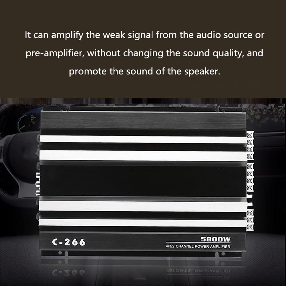 4-kanałowy Samochodowy Wzmacniacz Audio o Mocy 5800 W, Wzmacniacz Dużej Mocy do Modyfikacji Samochodowego Sprzętu Audio, Wysokiej Jakości Obudowa ze Stopu Aluminium z Wieloma