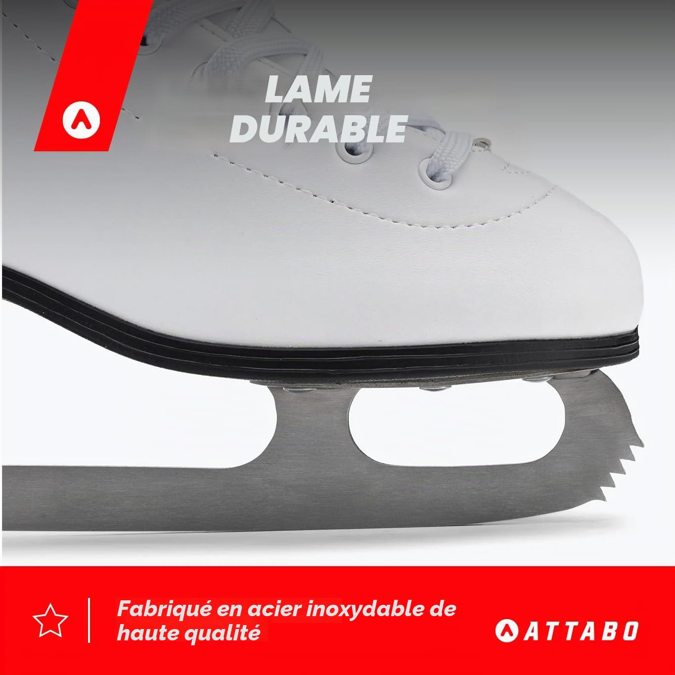 ATTABO Patins Artistiques pour Femmes Lame en Acier Inoxydable Laçage Classique Crochets Renforcés Doublure en Fourrure Artificielle Blanc Confortable FS
