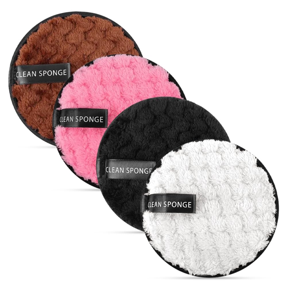 MAYCREATE® 4Pcs Makeup Remover Cleansing Pads, Reusable Cotton Pads for Makeup Removal Wipes, Soft Double-Side & Easily Remove Stubborn Face or Eye Makeup, Suitable for All Skin Type-image-41