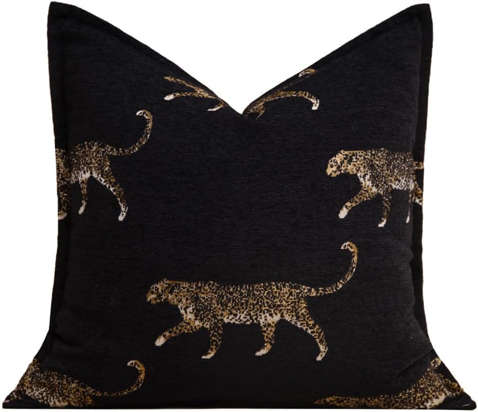 vctops Luxury Tiger Jacquard Throw Pillow Cover Soft Velvet Animal Pattern Decorative Cushion Cover Modern Square Accent Pillowcase for Couch Bedroom Living Room (Type B,20"x20")