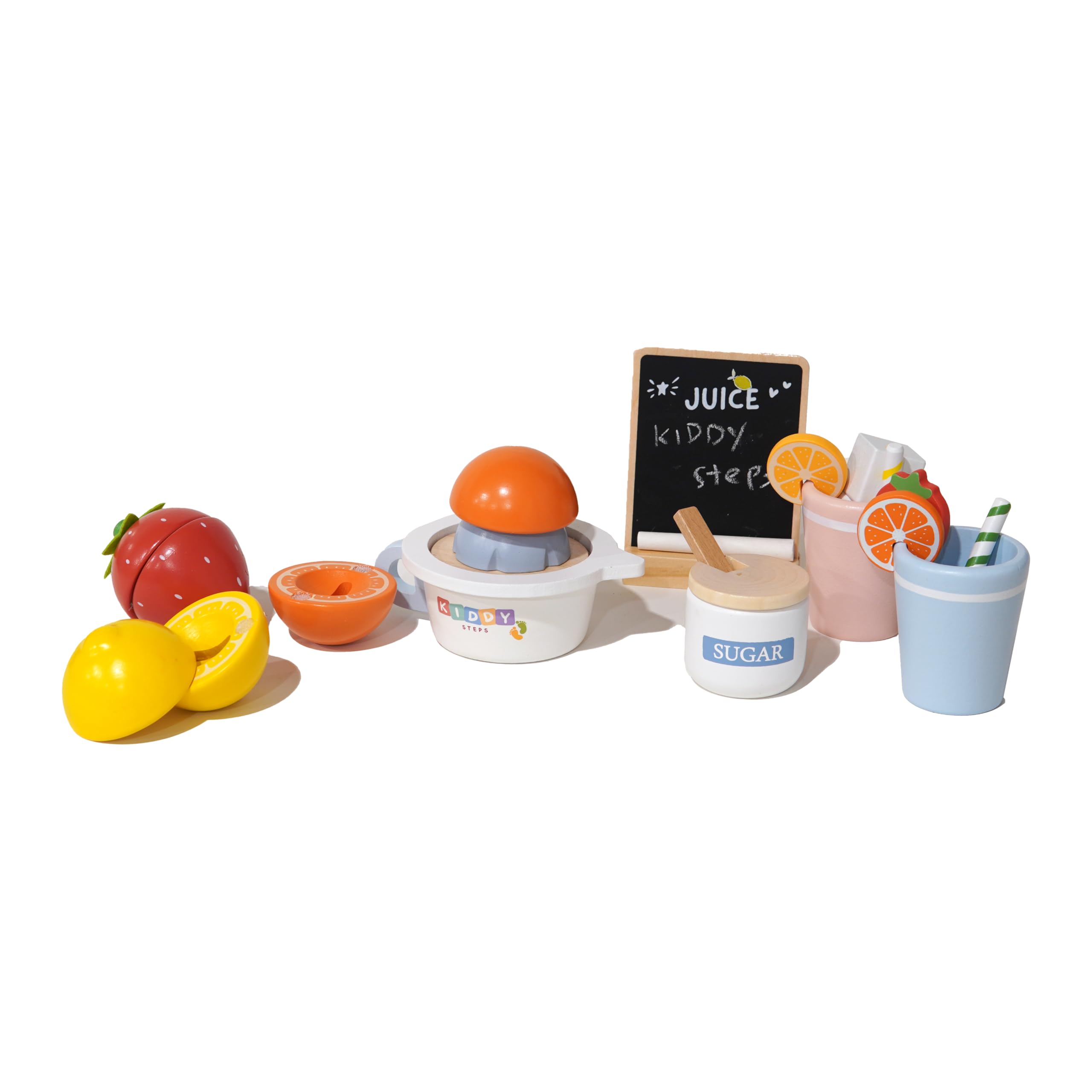 Kiddy Steps Wooden Juicer Set - Lemonade and Fruits Play Pretend Set