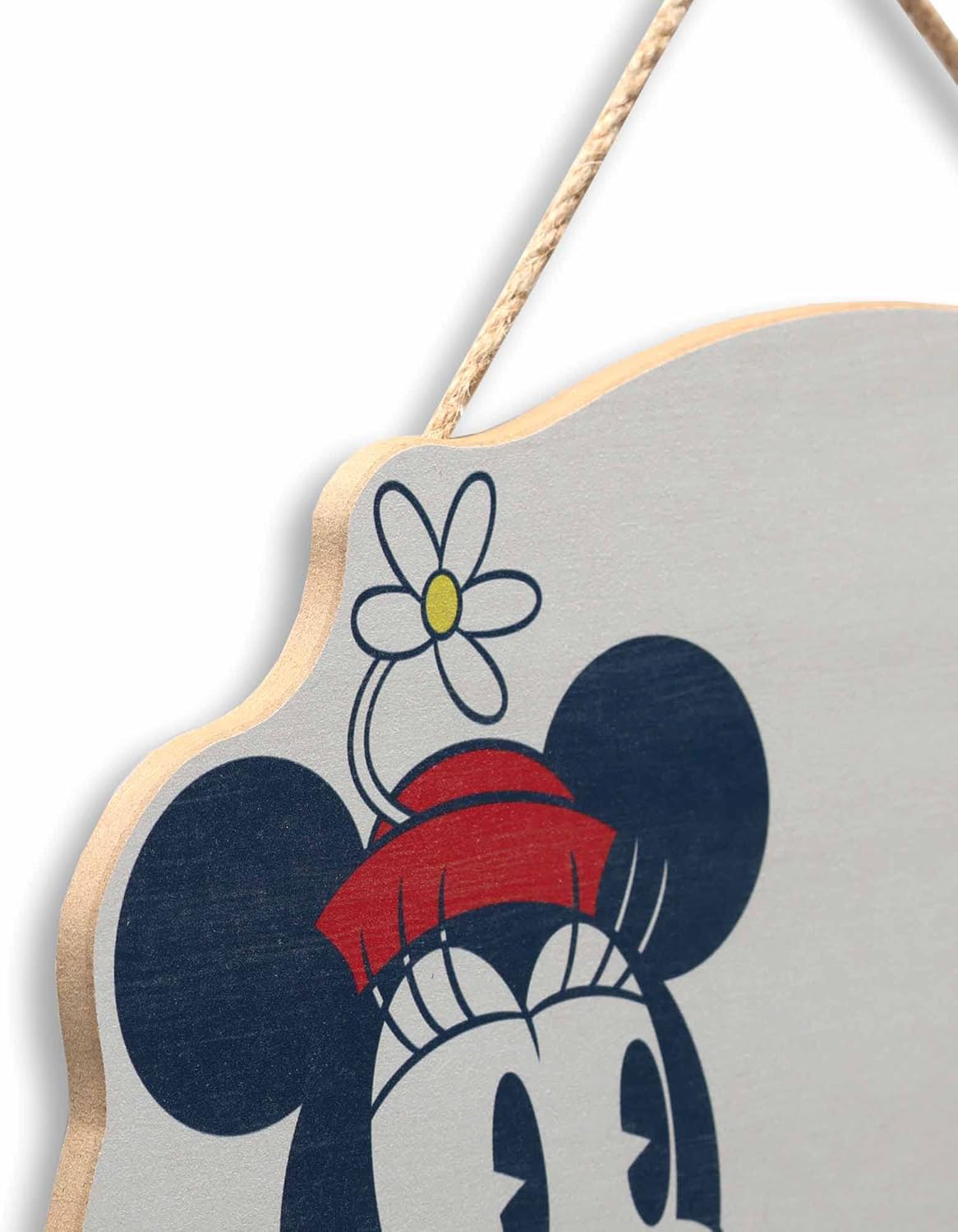 Open Road Brands Disney Mickey Mouse and Minnie Welcome Friends Round Hanging Wood Wall Decor - Cute Mickey Mouse Sign for Home Decorating