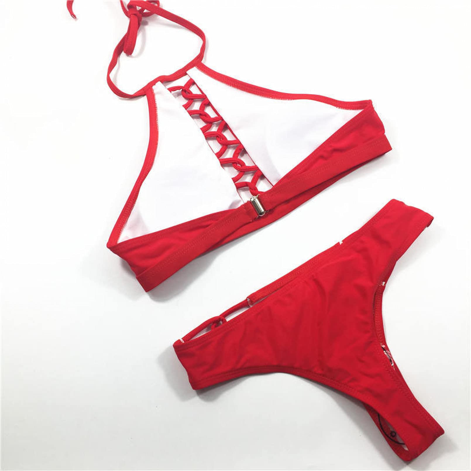 BAJIE Costume da Bagno Costume da Bagno Explosion Red Tube Top Bikini Set 2 Pezzi Bikini da Donna