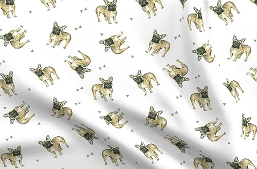 Spoonflower Tela Bulldogs franceses Bulldog francés perro cachorro impreso en pétalo, tela de algodón de la firma Fat Quarter costura acolchado